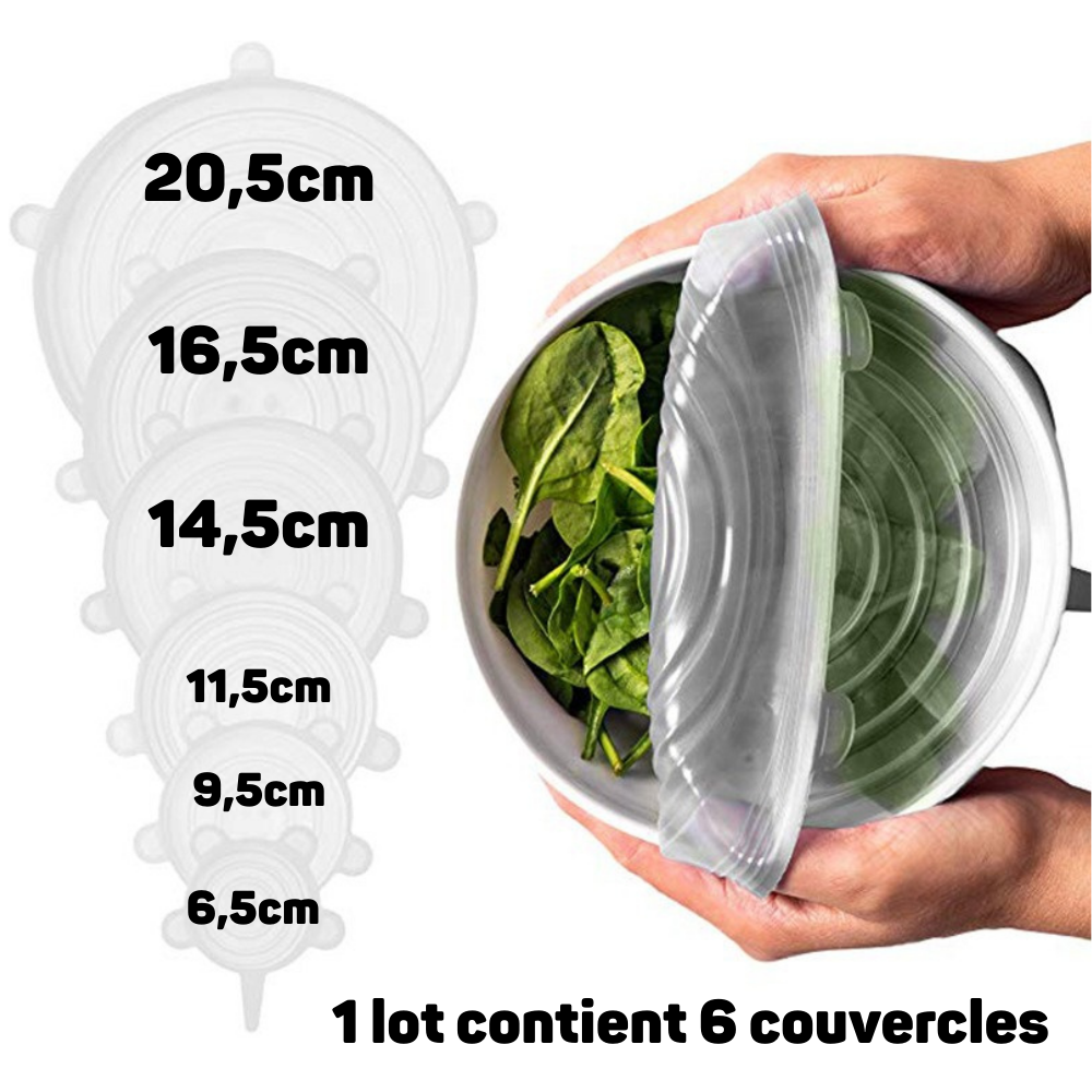 Eco-Couvercles en Silicone (1 lot de 6)