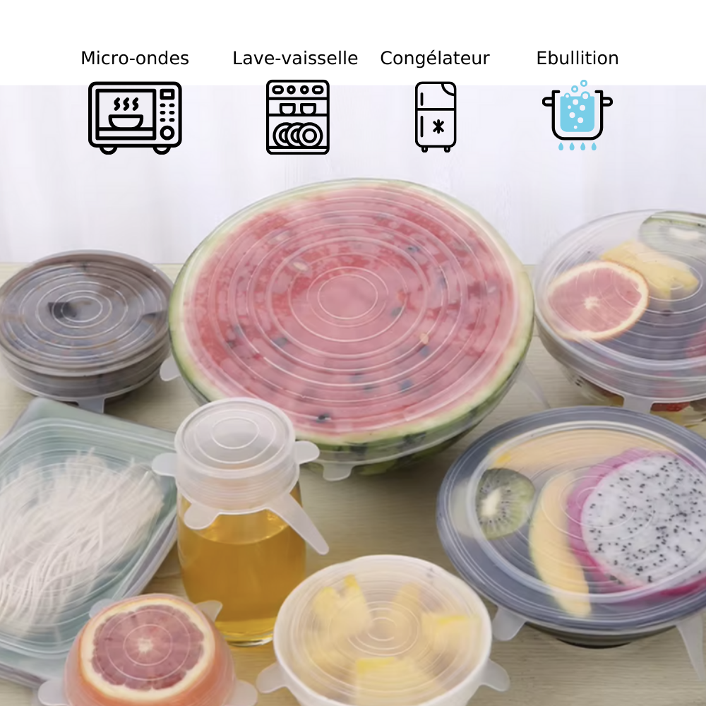 Eco-Couvercles en Silicone (1 lot de 6)