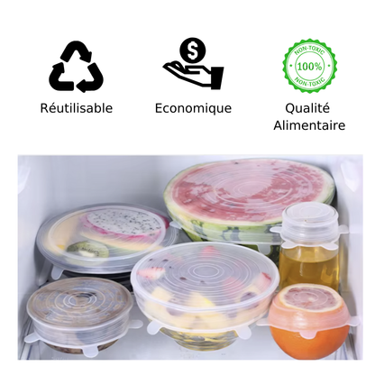 Eco-Couvercles en Silicone (1 lot de 6)