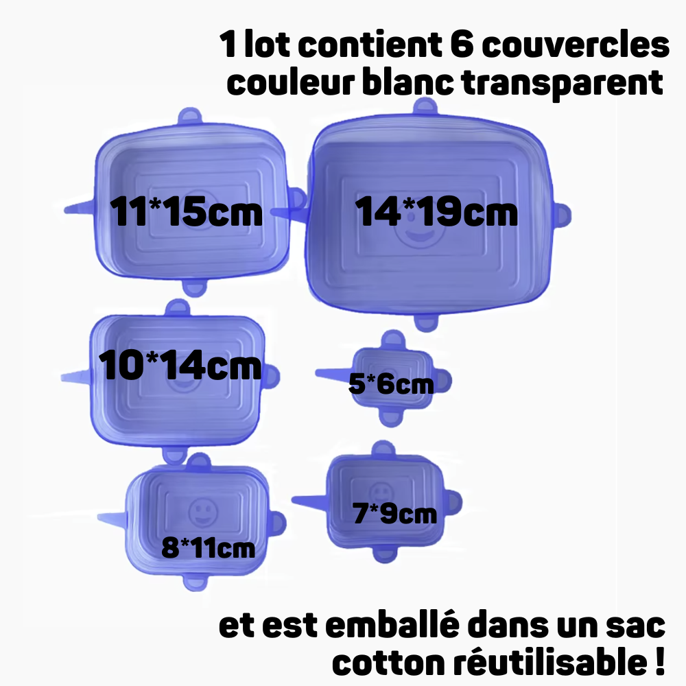 Eco-Couvercles en Silicone (1 lot de 6)